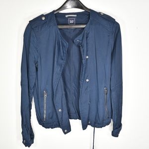 Gap Light Coat Military Style Navy Snap Closure S